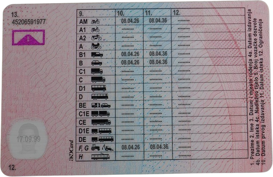 Rückseite des Führerscheins